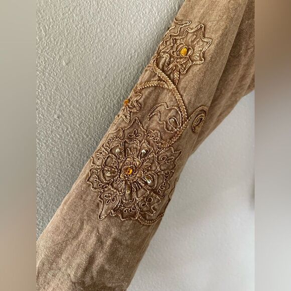 Flashback Vintage Embroidered Gypsy Whimsigoth Beaded Jacket Size L Petite - Picture 7 of 9